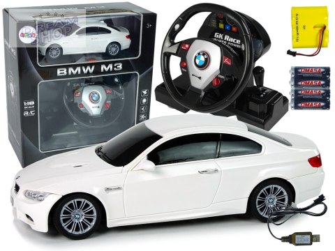 Auto Zdalnie Sterowane BMW M3 Białe 2,4 G Pilot Kierownica 1:18 Dźwięk Światła Auto Zdalnie Sterowane BMW M3 Białe 2,4 G Pilot Kierownica 1:18 Dźwięk Światła