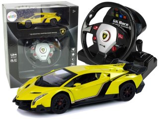 Auto Zdalnie Sterowane Lamborghini Veneno Żółte 2,4 G Pilot Kierownica Dźwięk Światła