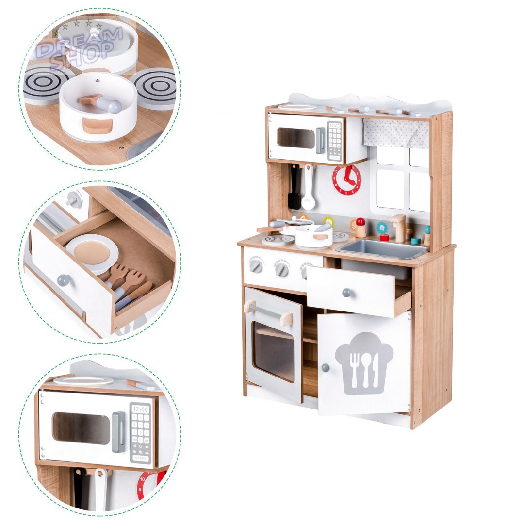 Drewniana kuchnia skandynawska + akcesoria Ecotoys Drewniana kuchnia skandynawska + akcesoria Ecotoys