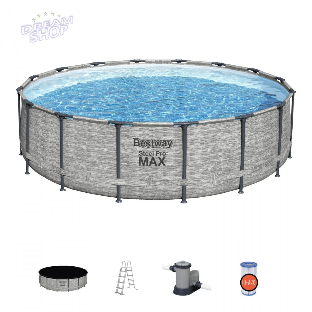 Basen Stelażowy 16FT 488x122cm Steel Pro Max BESTWAY Basen Stelażowy 16FT 488x122cm Steel Pro Max BESTWAY