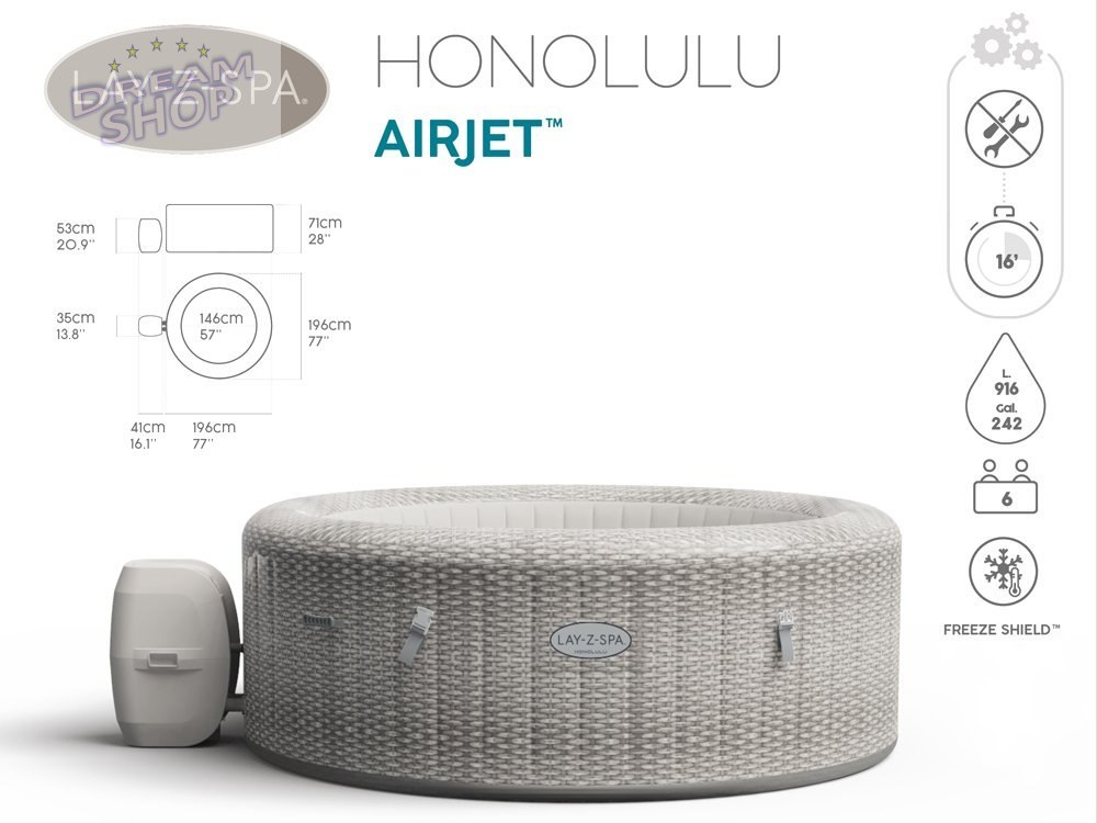 Bestway jacuzzi Lay-Z-Spa Honolulu 4-6 osób 60019 Bestway jacuzzi Lay-Z-Spa Honolulu 4-6 osób 60019