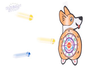 Gra na rzepy dart bezpieczne rzutki tarcza corgi