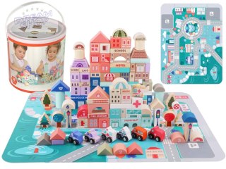 Zestaw Drewnianych Klocków Miasto Litery Puzzle 115 Sztuk