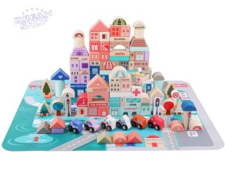 Zestaw Drewnianych Klocków Miasto Litery Puzzle 115 Sztuk