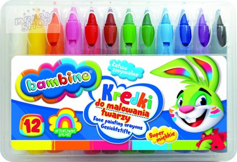 BAMBINO Kredki do malowania twarzy 12 kolorów BAMBINO Kredki do malowania twarzy 12 kolorów