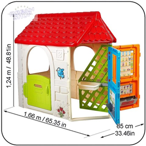 Feber Domek Ogrodowy z Drzwiami Obrotowymi + 6 Obszarów Zabaw Feber Domek Ogrodowy z Drzwiami Obrotowymi + 6 Obszarów Zabaw