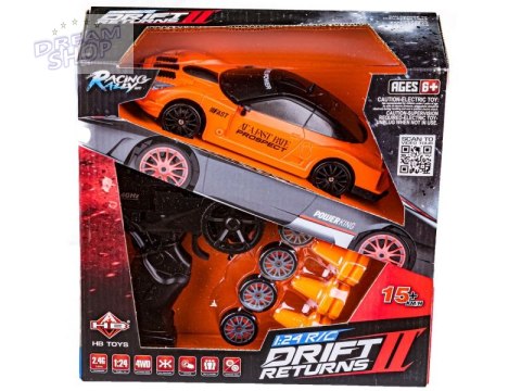 Samochód Do Driftu, Auto RC Drift 1:24 2,4 GHz 4WD POMARAŃCZOWY Samochód Do Driftu, Auto RC Drift 1:24 2,4 GHz 4WD POMARAŃCZOWY