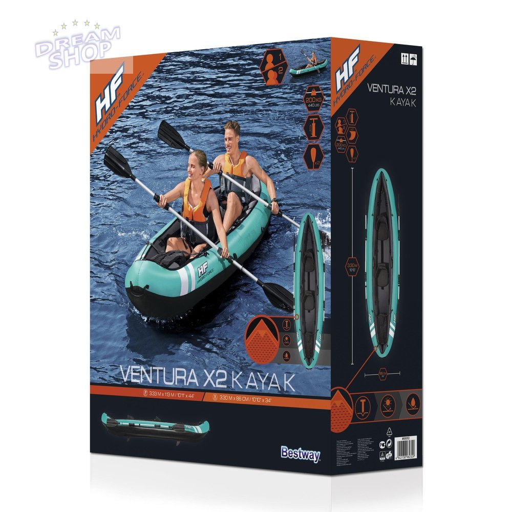 Kajak Dmuchany Dwuosobowy 330 x 86 cm Bestway 65052 Kajak Dmuchany Dwuosobowy 330 x 86 cm Bestway 65052