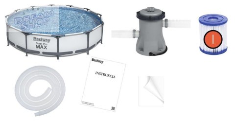 Bestway Basen STELAŻOWY 6,473L 366x76cm 7w1 pompa + filtr 56416 Bestway Basen STELAŻOWY 6,473L 366x76cm 7w1 pompa + filtr 56416