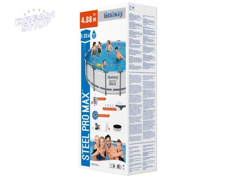 Bestway Basen stelażowy 488x122cm 10w1 szary 5612Z Bestway Basen stelażowy 488x122cm 10w1 szary 5612Z