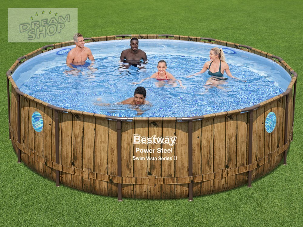 Bestway Basen stelażowy drewno 488x122 11w1 56725 Bestway Basen stelażowy drewno 488x122 11w1 56725