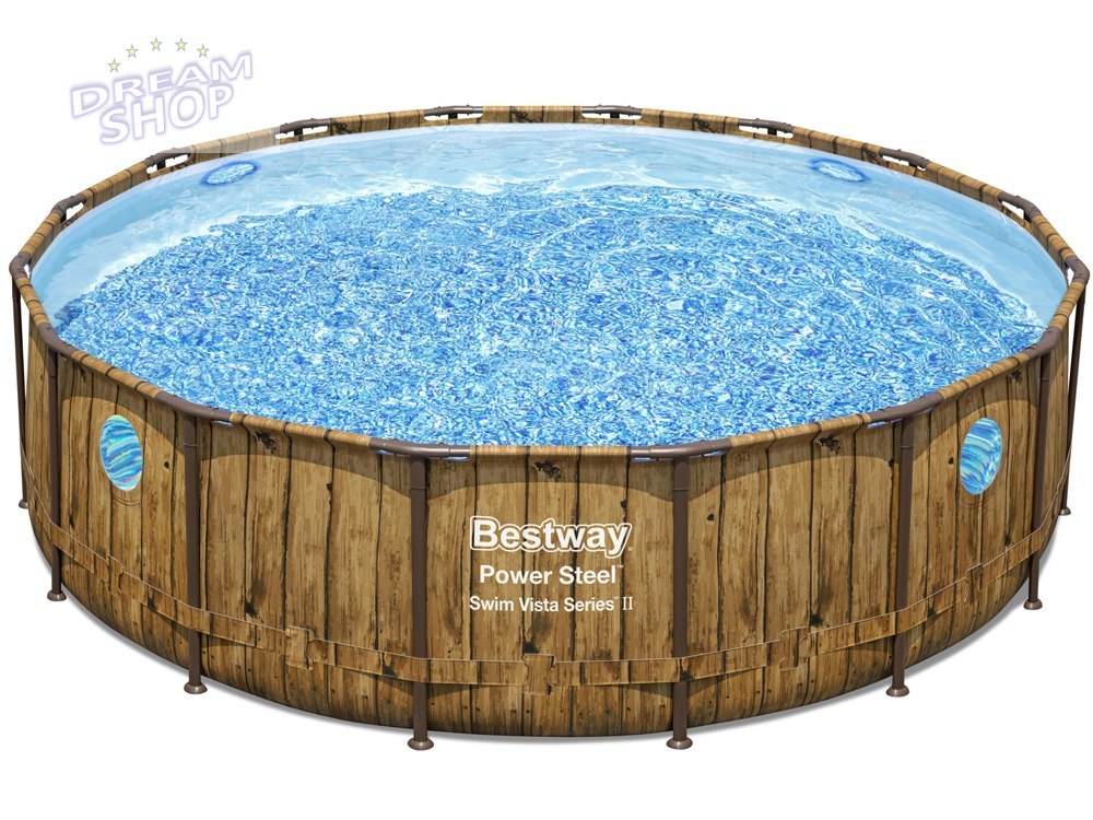 Bestway Basen stelażowy drewno 488x122 11w1 56725 Bestway Basen stelażowy drewno 488x122 11w1 56725