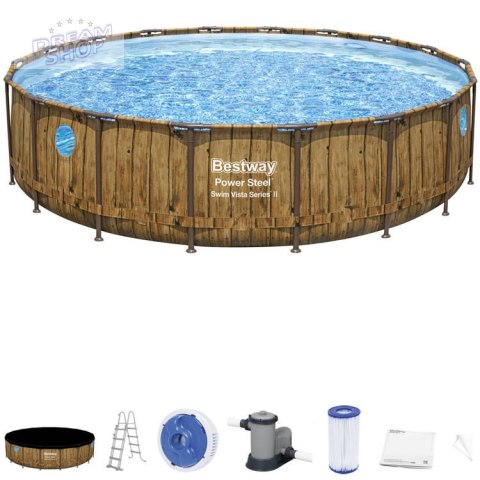 Bestway Basen stelażowy drewno 549x122 11w1 56977 Bestway Basen stelażowy drewno 549x122 11w1 56977