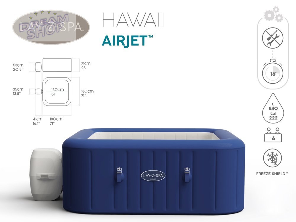Bestway jacuzzi Lay-Z-Spa HAWAII 4-6 osób 60021 Bestway jacuzzi Lay-Z-Spa HAWAII 4-6 osób 60021