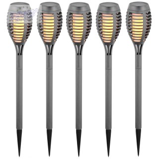 Pochodnia lampa solarna tańczące płomyki 12 led SMD szara- kpl 5szt