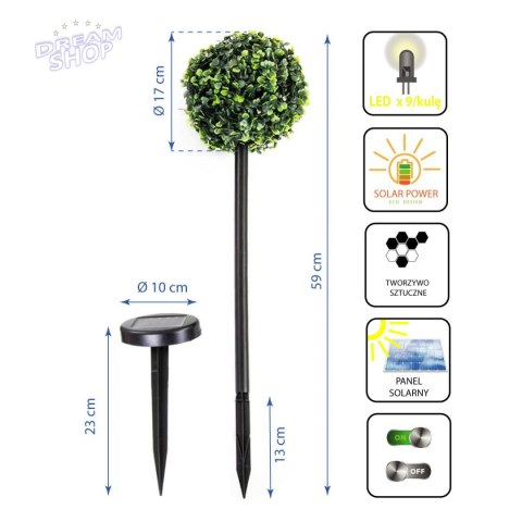 Zestaw lamp solarnych 3 kul bukszpanowych 27led Zestaw lamp solarnych 3 kul bukszpanowych 27led