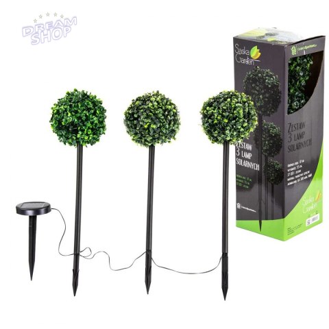 Zestaw lamp solarnych 3 kul bukszpanowych 27led Zestaw lamp solarnych 3 kul bukszpanowych 27led