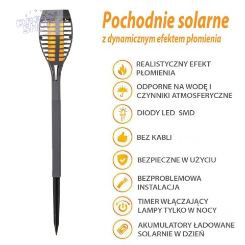 Pochodnia lampa solarna tańczące płomyki 12 led SMD szara- kpl 5szt Pochodnia lampa solarna tańczące płomyki 12 led SMD szara- kpl 5szt