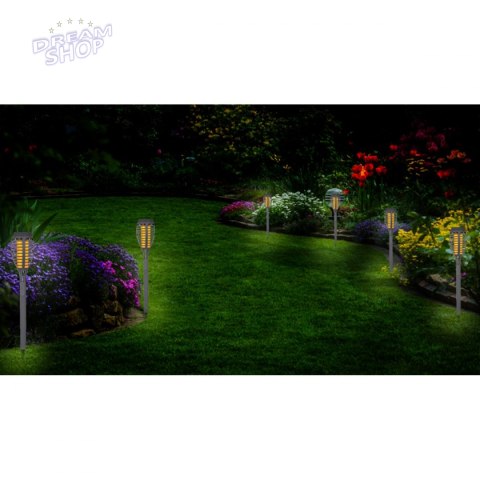 Pochodnia lampa solarna tańczące płomyki 12 led SMD szara