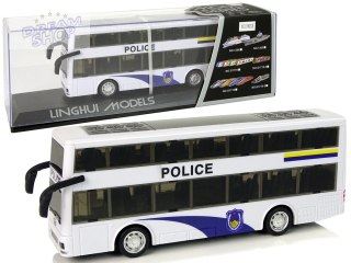 Autobus Policyjny Dwupiętrowy Biały z Naciągiem Dźwięk