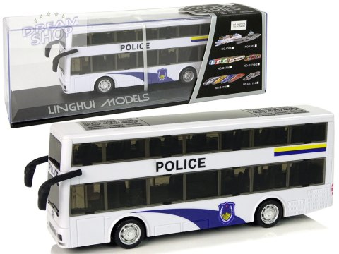 Autobus Policyjny Dwupiętrowy Biały z Naciągiem Dźwięk Autobus Policyjny Dwupiętrowy Biały z Naciągiem Dźwięk