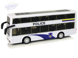 Autobus Policyjny Dwupiętrowy Biały z Naciągiem Dźwięk