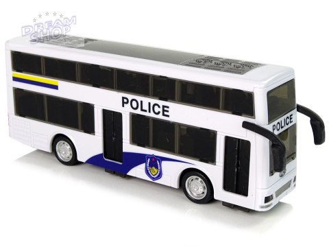 Autobus Policyjny Dwupiętrowy Biały z Naciągiem Dźwięk Autobus Policyjny Dwupiętrowy Biały z Naciągiem Dźwięk