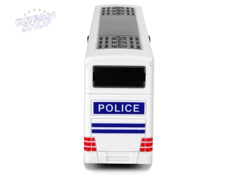 Autobus Policyjny Dwupiętrowy Biały z Naciągiem Dźwięk Autobus Policyjny Dwupiętrowy Biały z Naciągiem Dźwięk