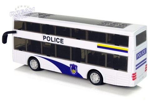 Autobus Policyjny Dwupiętrowy Biały z Naciągiem Dźwięk Autobus Policyjny Dwupiętrowy Biały z Naciągiem Dźwięk