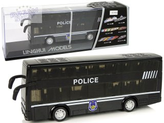 Autobus Policyjny Dwupiętrowy Czarny z Naciągiem Dźwięk