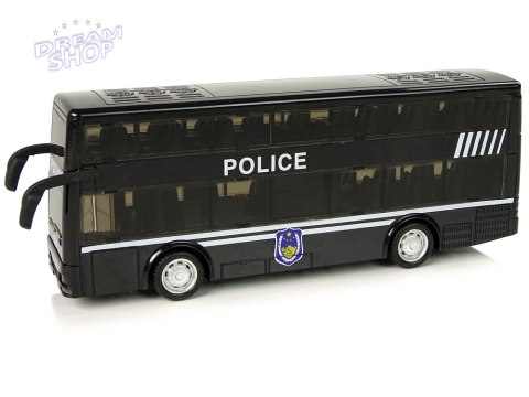 Autobus Policyjny Dwupiętrowy Czarny z Naciągiem Dźwięk Autobus Policyjny Dwupiętrowy Czarny z Naciągiem Dźwięk
