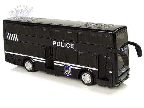Autobus Policyjny Dwupiętrowy Czarny z Naciągiem Dźwięk Autobus Policyjny Dwupiętrowy Czarny z Naciągiem Dźwięk
