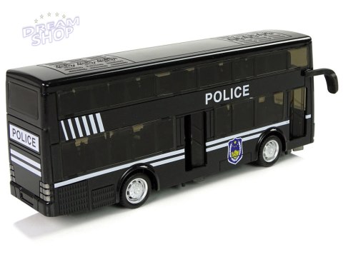 Autobus Policyjny Dwupiętrowy Czarny z Naciągiem Dźwięk Autobus Policyjny Dwupiętrowy Czarny z Naciągiem Dźwięk