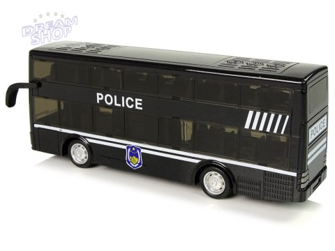 Autobus Policyjny Dwupiętrowy Czarny z Naciągiem Dźwięk Autobus Policyjny Dwupiętrowy Czarny z Naciągiem Dźwięk
