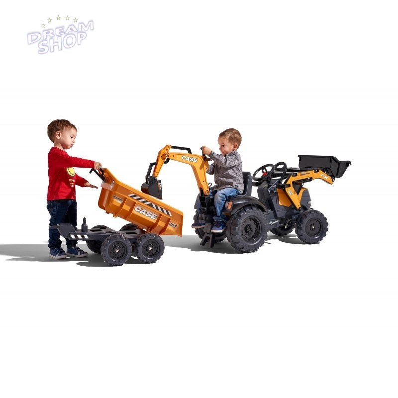 FALK Traktor Case IH Backhoe Pomarańczowy z Przyczepką Ruchoma Łyżka od 3 Lat FALK Traktor Case IH Backhoe Pomarańczowy z Przyczepką Ruchoma Łyżka od 3 Lat