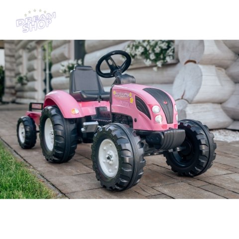 FALK Traktor Pink Country Star na Pedały z Przyczepką od 3 lat FALK Traktor Pink Country Star na Pedały z Przyczepką od 3 lat