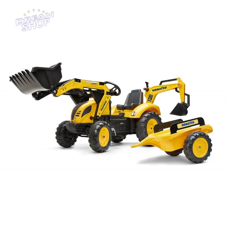 FALK Traktor na Pedały Koparka KOMATSU Łyżka + Przyczepa od 2 lat FALK Traktor na Pedały Koparka KOMATSU Łyżka + Przyczepa od 2 lat