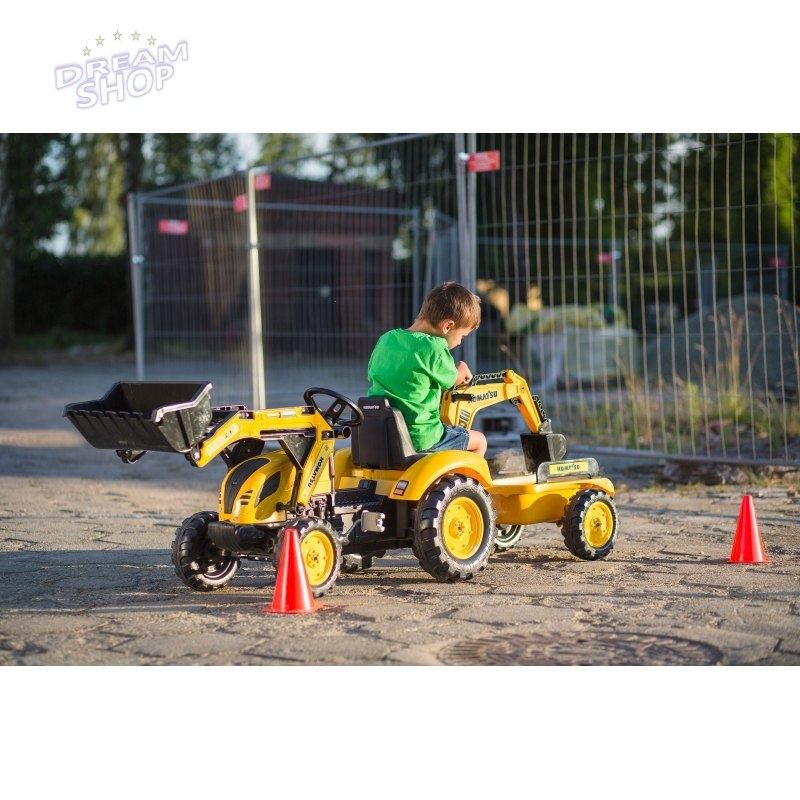 FALK Traktor na Pedały Koparka KOMATSU Łyżka + Przyczepa od 2 lat FALK Traktor na Pedały Koparka KOMATSU Łyżka + Przyczepa od 2 lat