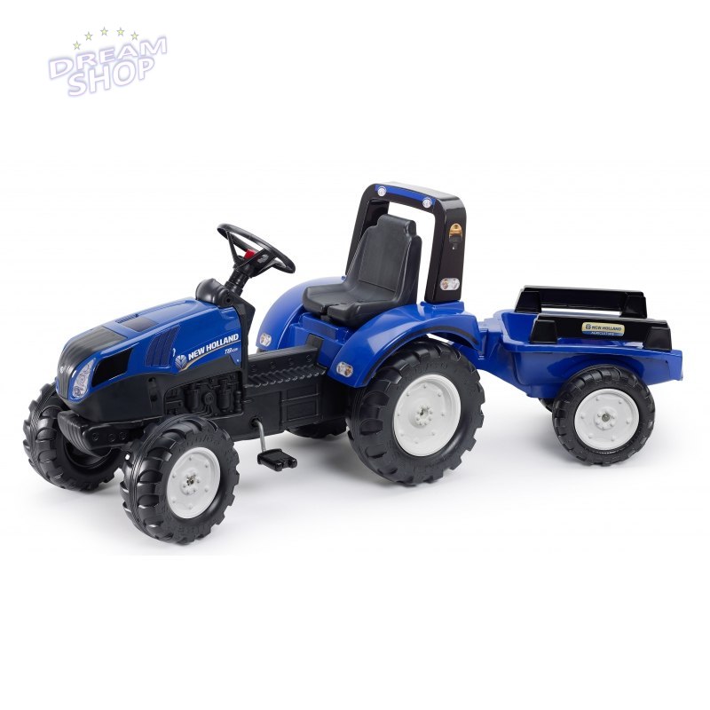 FALK Traktor na Pedały New Holland Duży z Przyczepką od 3 lat FALK Traktor na Pedały New Holland Duży z Przyczepką od 3 lat