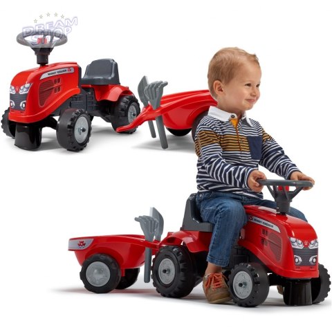 FALK Traktorek Baby Massey Ferguson Czerwony z Przyczepką + akc. Od 12 Miesięcy FALK Traktorek Baby Massey Ferguson Czerwony z Przyczepką + akc. Od 12 Miesięcy