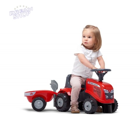 FALK Traktorek Baby Massey Ferguson Czerwony z Przyczepką + akc. Od 12 Miesięcy FALK Traktorek Baby Massey Ferguson Czerwony z Przyczepką + akc. Od 12 Miesięcy