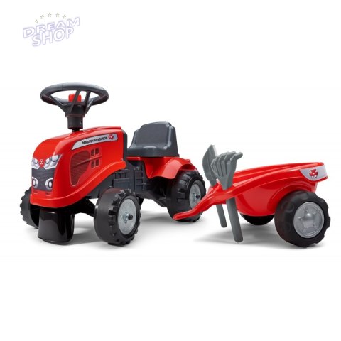 FALK Traktorek Baby Massey Ferguson Czerwony z Przyczepką + akc. Od 12 Miesięcy FALK Traktorek Baby Massey Ferguson Czerwony z Przyczepką + akc. Od 12 Miesięcy