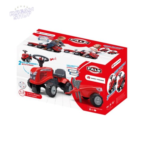 FALK Traktorek Baby Massey Ferguson Czerwony z Przyczepką + akc. Od 12 Miesięcy FALK Traktorek Baby Massey Ferguson Czerwony z Przyczepką + akc. Od 12 Miesięcy