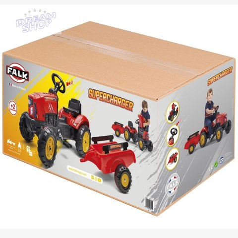 FALK Traktorek Red Supercharger Czerwony Otwierana Maska Od 2 Lat FALK Traktorek Red Supercharger Czerwony Otwierana Maska Od 2 Lat