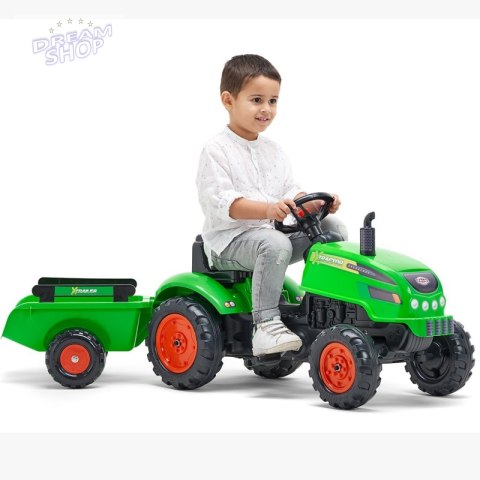 FALK Traktorek X Tractor Zielony z Przyczepką Klakson od 2 Lat FALK Traktorek X Tractor Zielony z Przyczepką Klakson od 2 Lat
