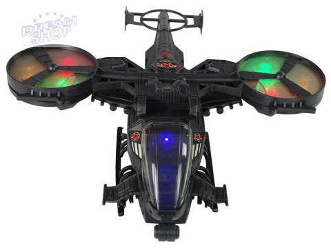 Helikopter Wojskowy Ogromne Skrzydła Światła Dźwięk Obraca Się Helikopter Wojskowy Ogromne Skrzydła Światła Dźwięk Obraca Się