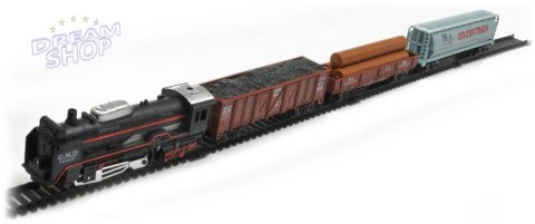 Kolejka rail king Parowóz + 3 Wagony