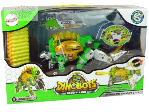 Dinobots 2w1 Dinozaur Pistolet na Strzałki Zielony Stegosaurus Tarcza Dinobots 2w1 Dinozaur Pistolet na Strzałki Zielony Stegosaurus Tarcza