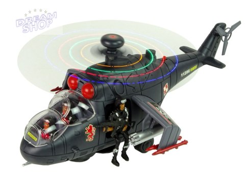 Helikopter Ogromne Skrzydła Światła Czarny Dźwięk Obraca Się Helikopter Ogromne Skrzydła Światła Czarny Dźwięk Obraca Się