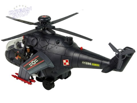 Helikopter Ogromne Skrzydła Światła Czarny Dźwięk Obraca Się Helikopter Ogromne Skrzydła Światła Czarny Dźwięk Obraca Się